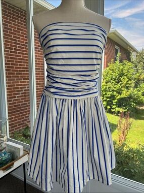 Band Of The Free Striped Strapless Tricolor Sundress